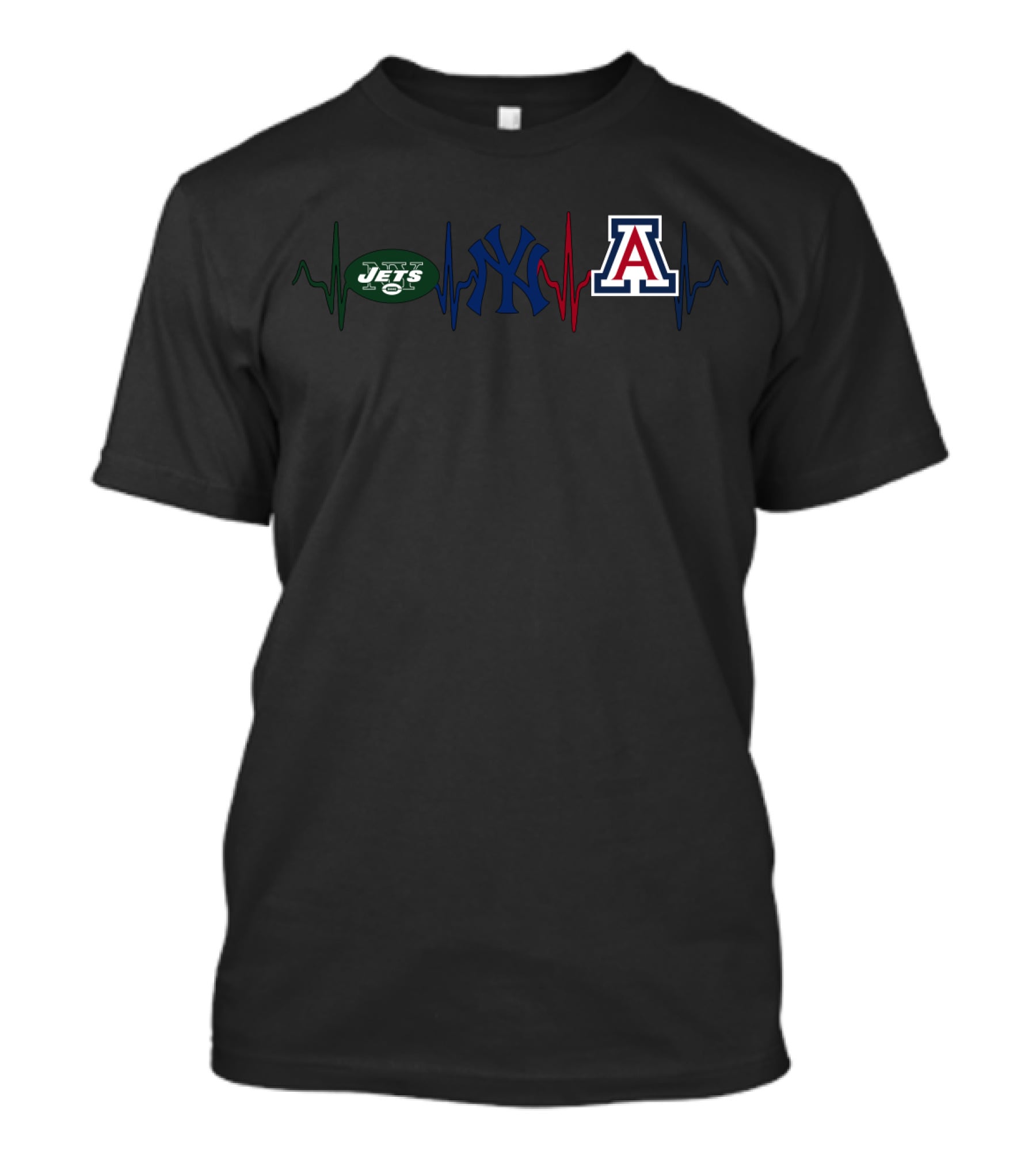 Love New York Jets Yankees Arizona Wildcats Heartbeat T-Shirt