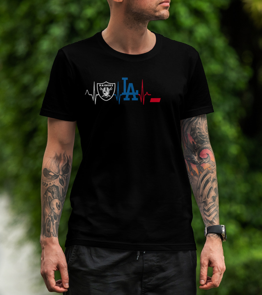 Raiders Dodgers Cincinnati Bearcats Heartbeat T-Shirt
