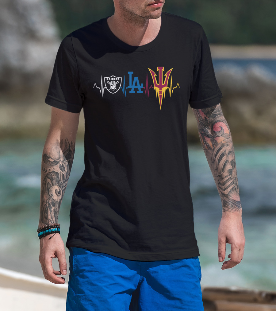 Raiders La Dodgers Arizona State Heartbeat T-Shirt