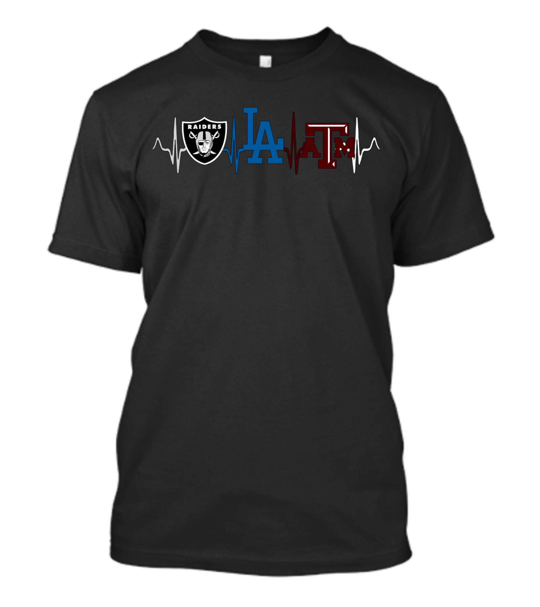 Raiders Dodgers Texas A&M Heartbeat T-Shirt