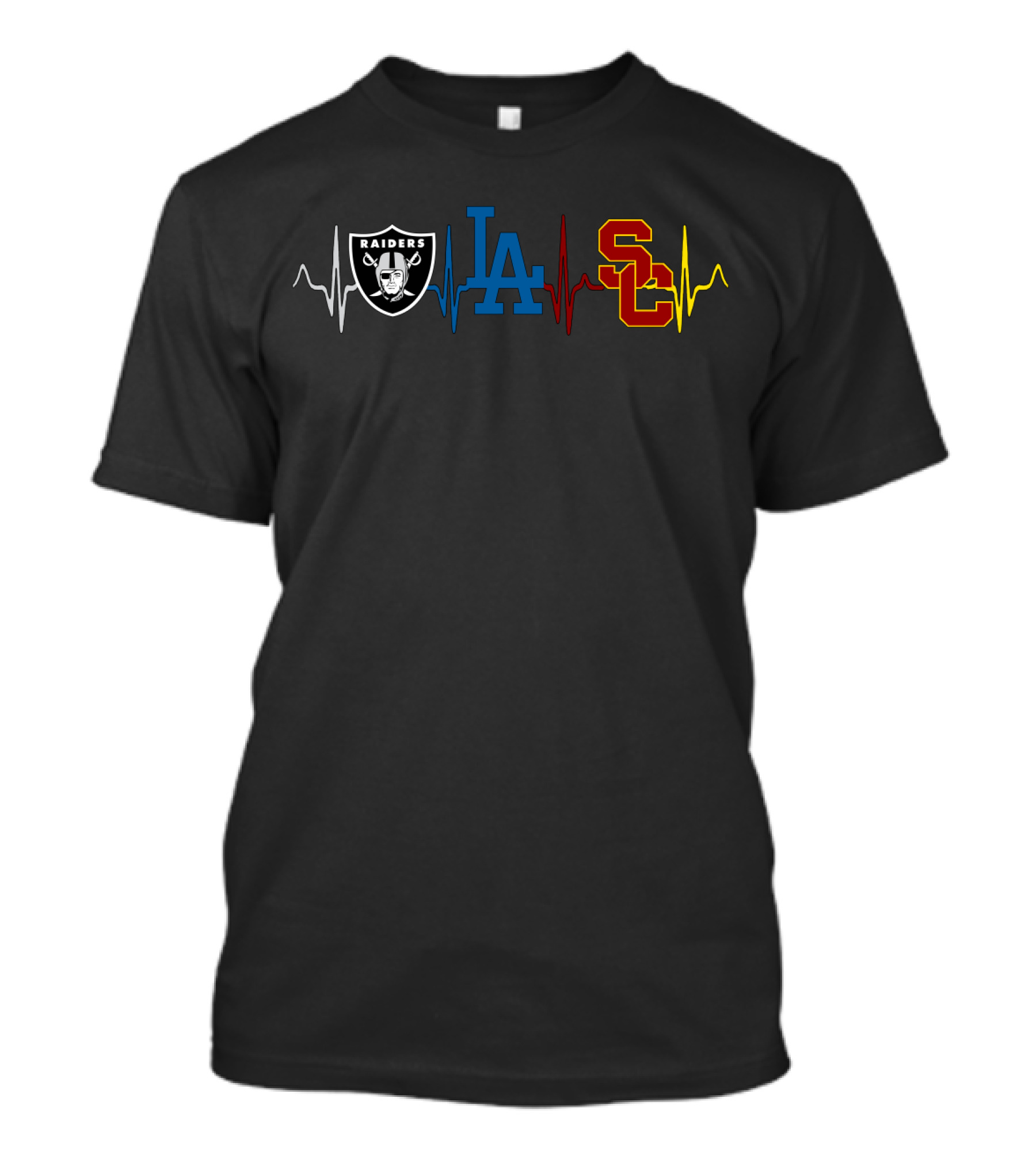 Raiders Dodgers Usc Heartbeat T-Shirt