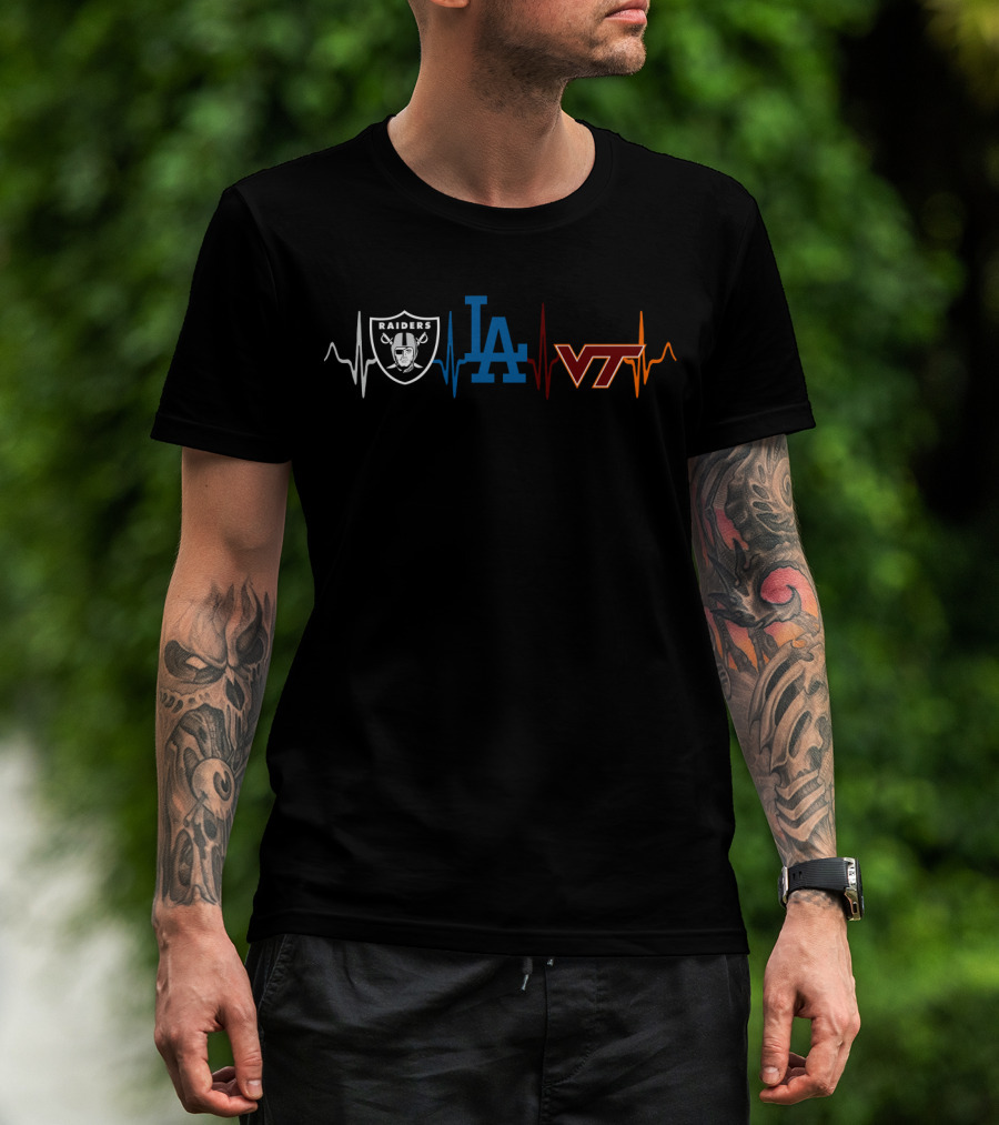 Raiders Dodgers Vth Heartbeat Logo Collaboration T-Shirt