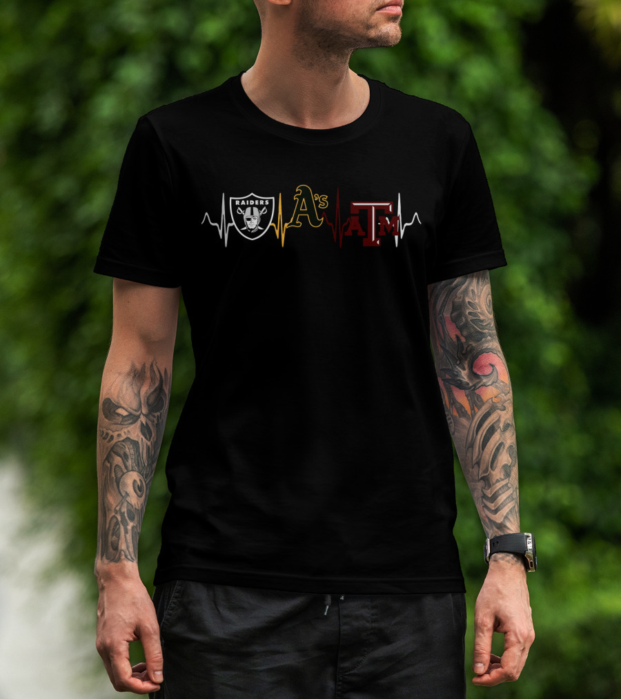 Raiders Athletics A's Texas A&M Heartbeat T-Shirt
