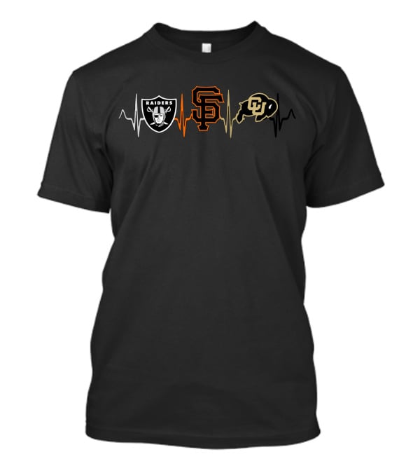 Raiders Giants Colorado Buffaloes Heartbeat T-Shirt