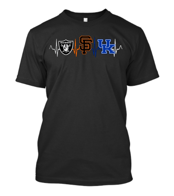 Love Raiders Giants Kentucky Wildcats Heartbeat T-Shirt