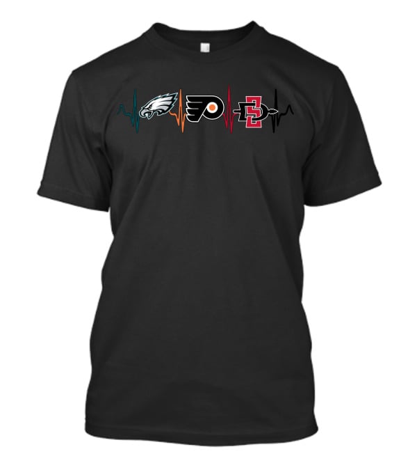 Philadelphia Eagles Flyers Sdsu Aztecs Heartbeat T-Shirt