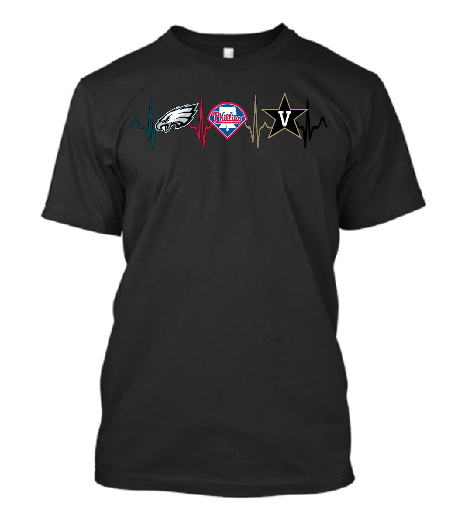 Eagles Phillies Vanderbilt Heartbeat Ekg T-Shirt