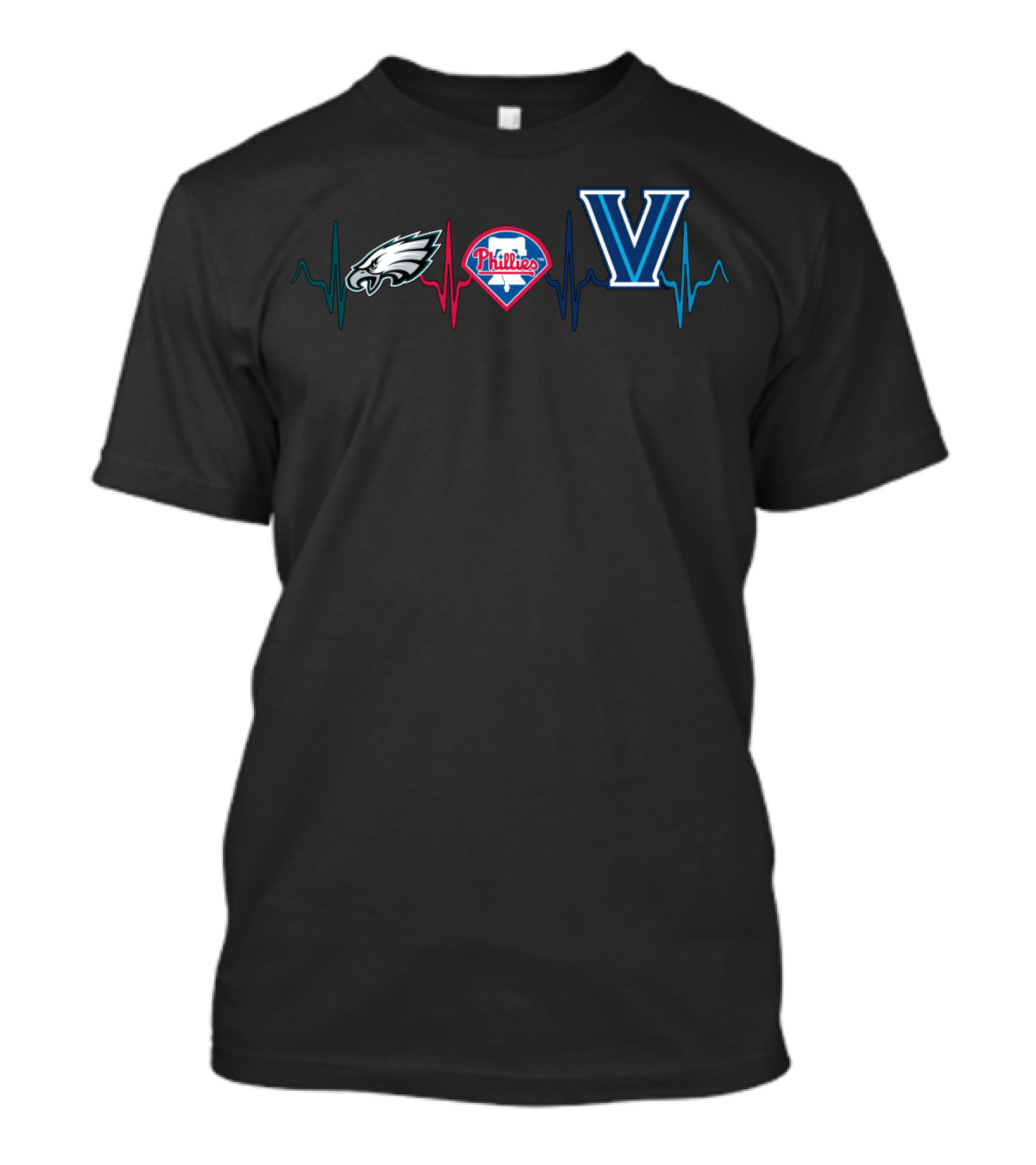 Eagles Phillies Villanova Heartbeat T-Shirt