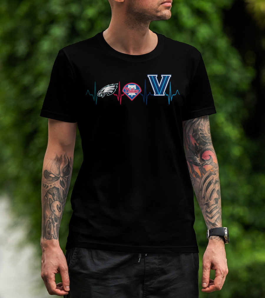 Eagles Phillies Villanova Heartbeat T-Shirt