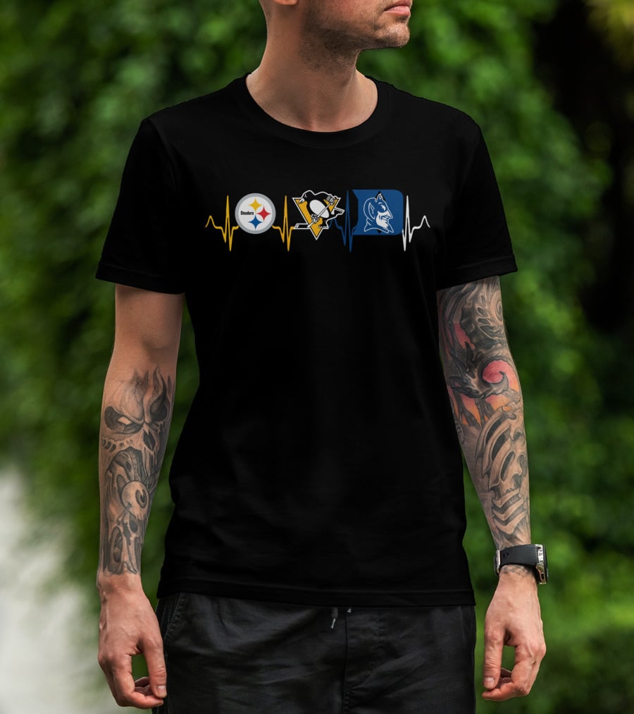 Steelers Penguins Duke Blue Devils Heartbeat T-Shirt