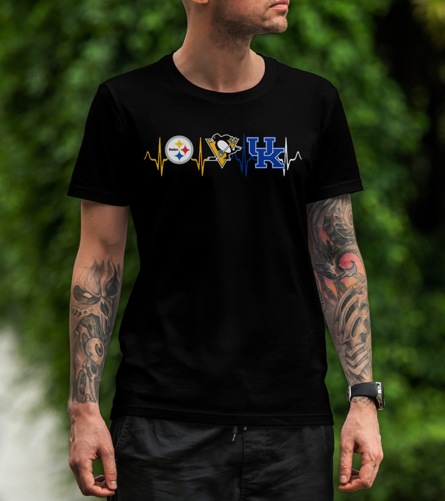 Steelers Penguins Kentucky Wildcats Heartbeat T-Shirt