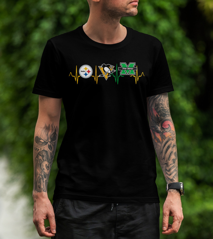 Steelers Penguins The Herd Mth Heartbeat T-Shirt