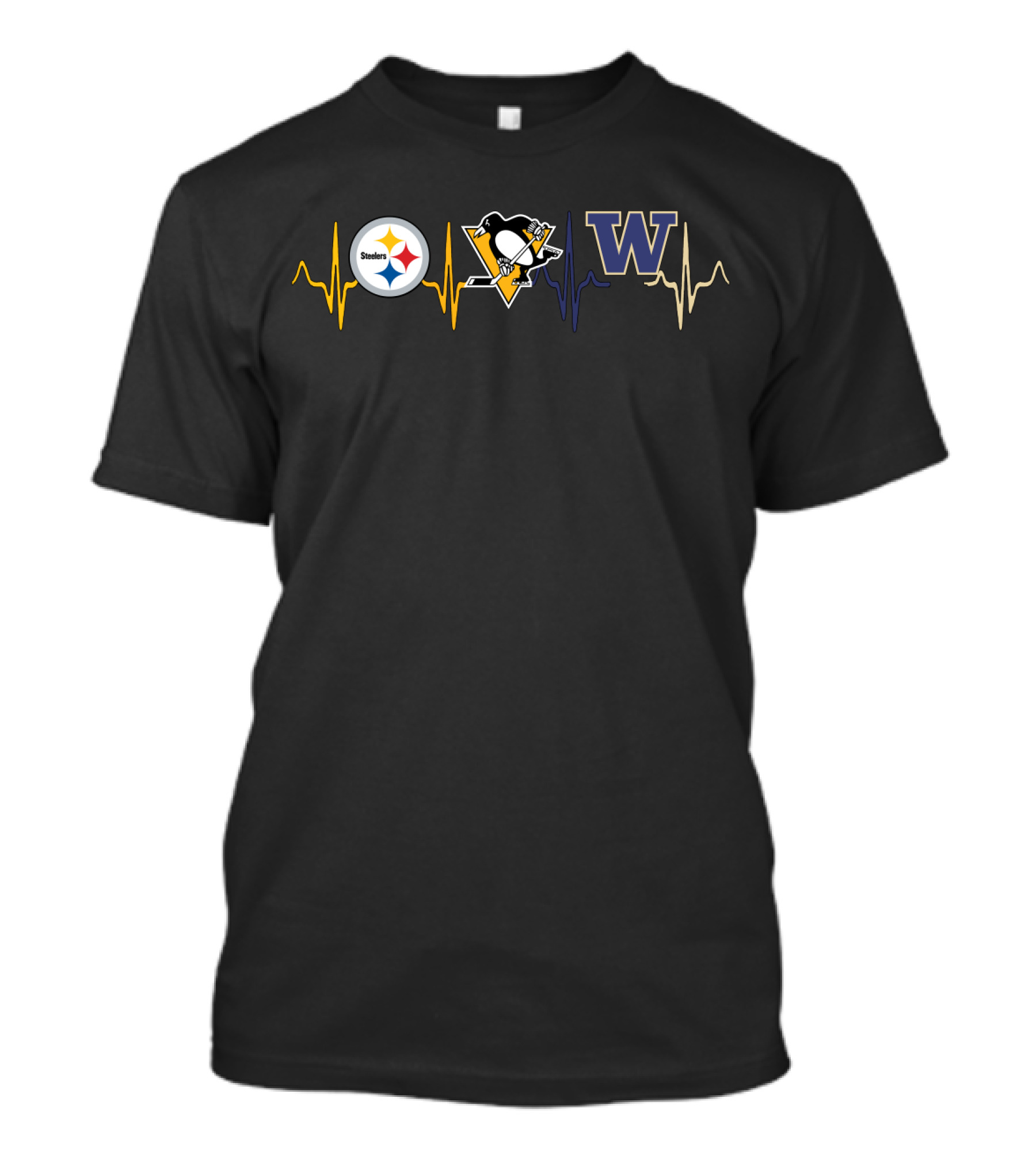 Steelers Penguins Wh Heartbeat Logos T-Shirt