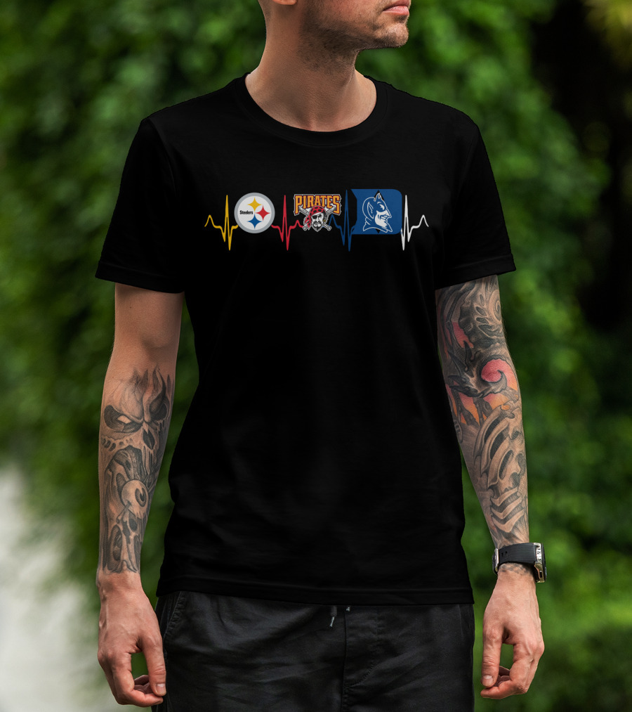 Steelers Pirates Duke Blue Devils Heartbeat T-Shirt