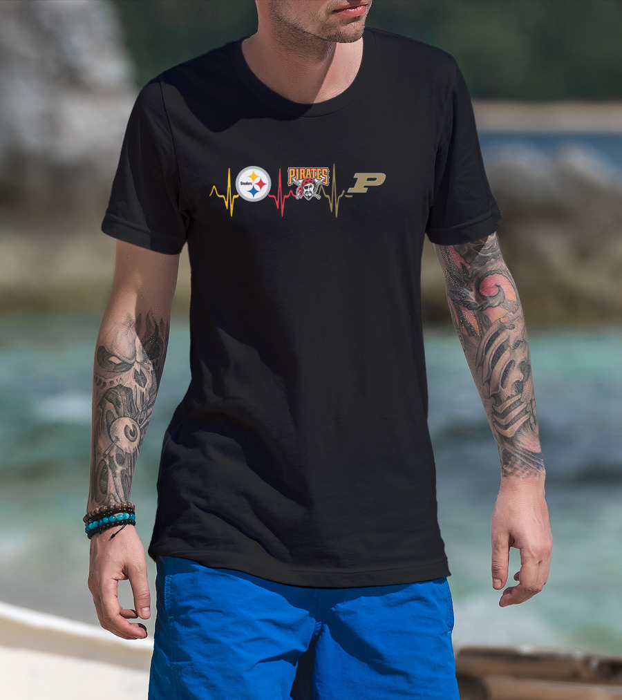 Steelers Pirates Purdue Heartbeat T-Shirt