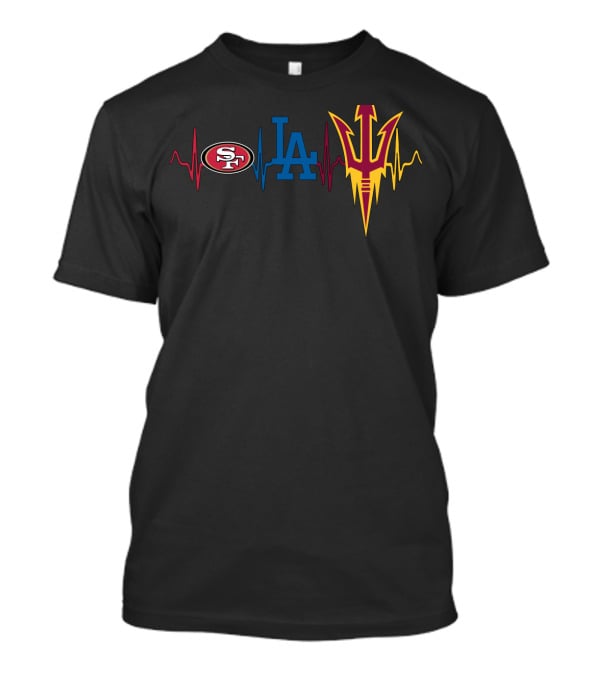 49ers Sf La Dodgers Asu Heartbeat T-Shirt
