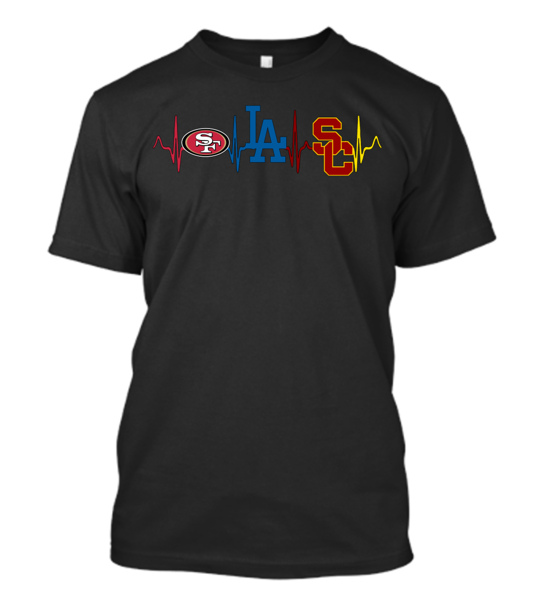 San Francisco 49ers Los Angeles Dodgers Usc Trojans Heartbeat T-Shirt