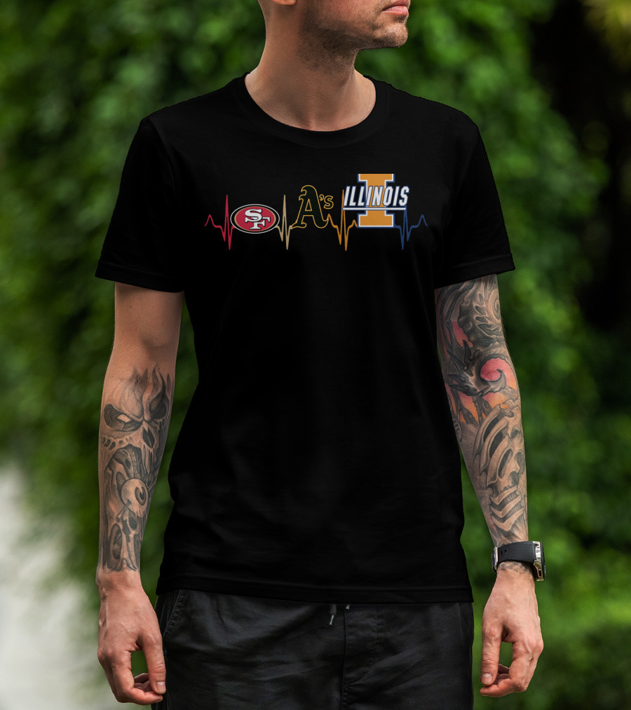 Love 49ers A's Illinois Athletics Heartbeat T-Shirt