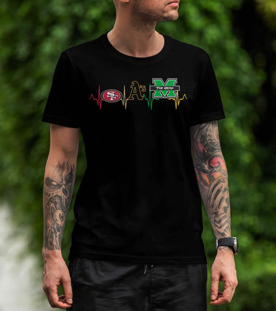 49ers Athletics A's The Herd Mth Heartbeat T-Shirt