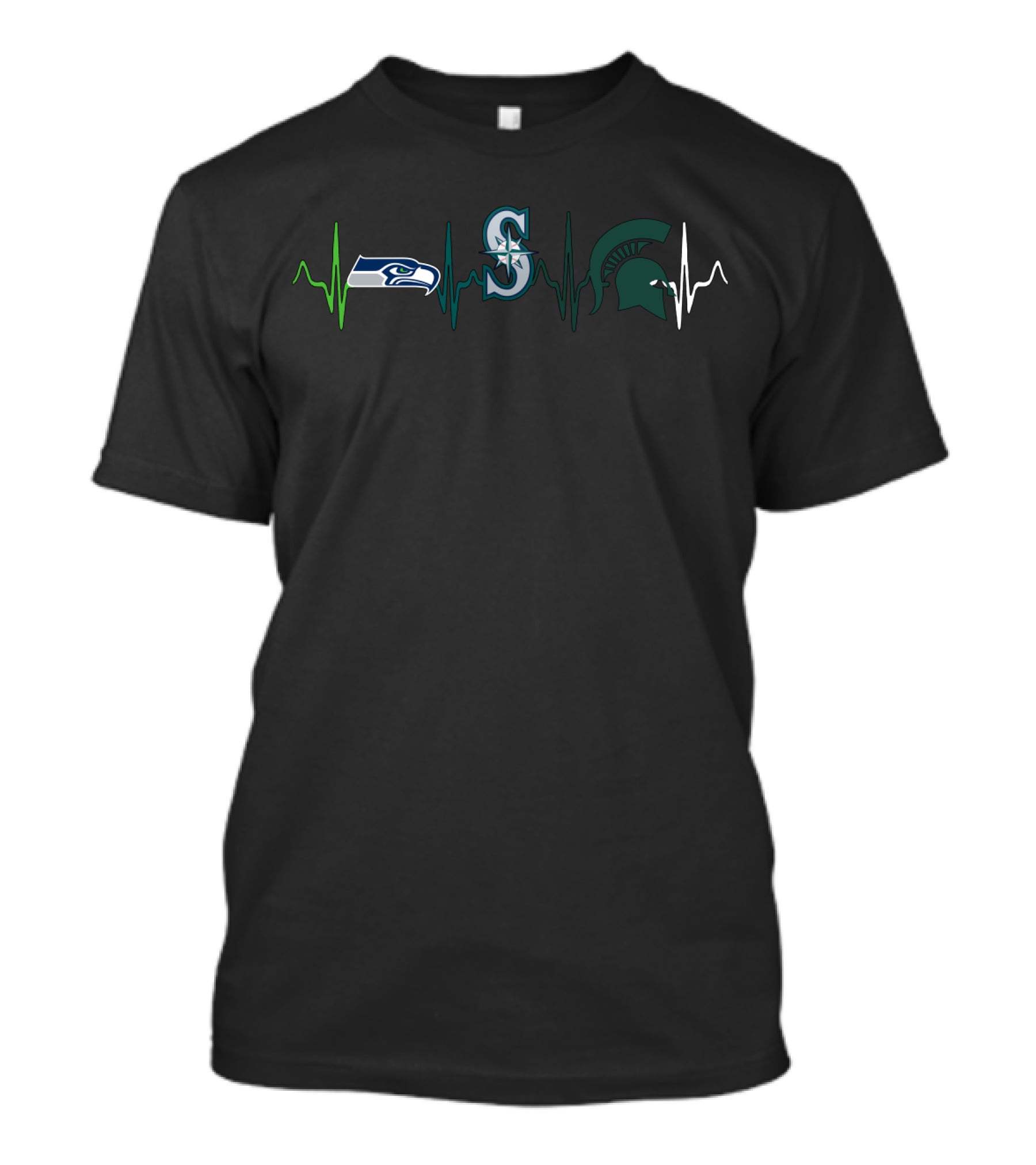 Seahawks Mariners Spartans Heartbeat Mss T-Shirt