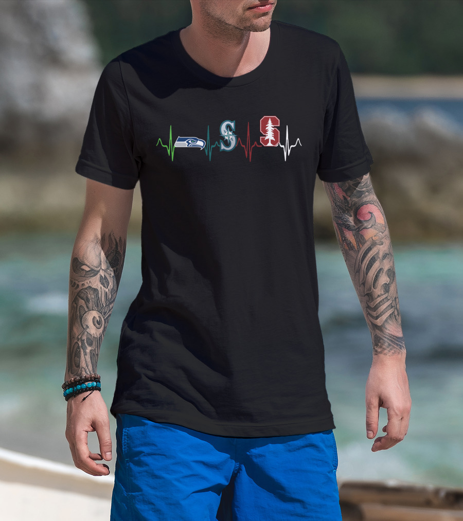 Seahawks Mariners Stanford Heartbeat T-Shirt