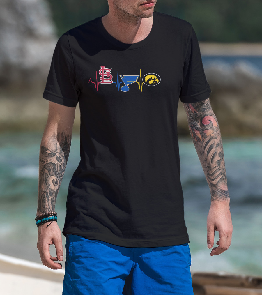 Love Stcardinals Blues Ihawkeyes Heartbeat T-Shirt