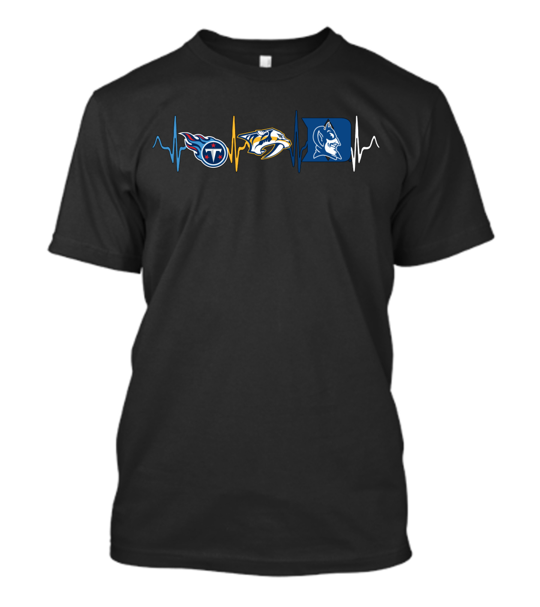 Tennessee Titans Nashville Predators Duke Blue Devils Heartbeat T-Shirt