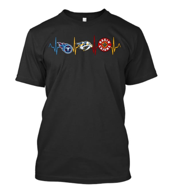 Titans Predators Ragin' Cajuns Lrc Heartbeat T-Shirt