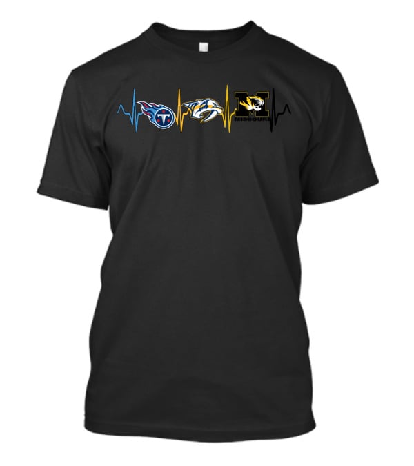 Tennessee Titans Nashville Predators Missouri Tigers Heartbeat T-Shirt