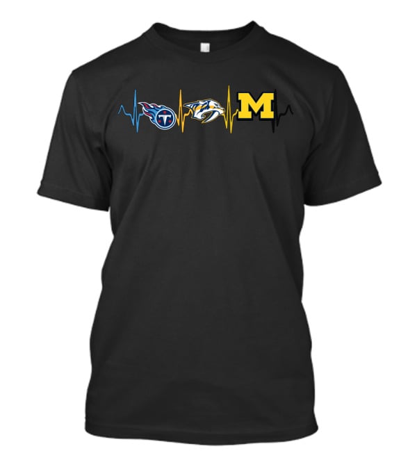 Tennessee Titans Nashville Predators Michigan Wolverines Heartbeat T-Shirt