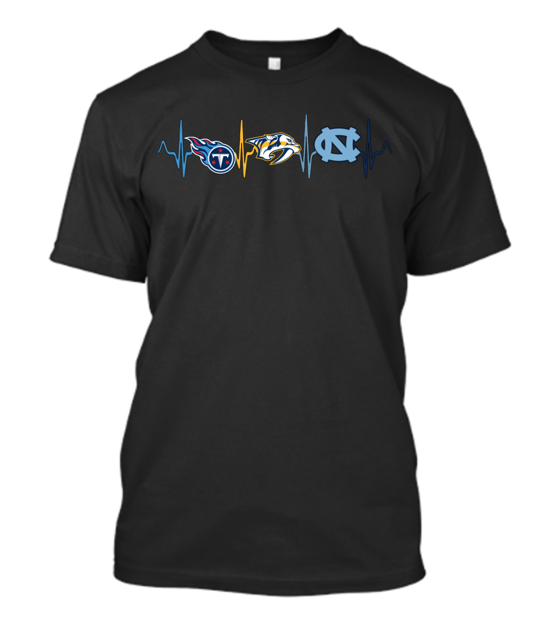 Tennessee Titans Nashville Predators North Carolina Tar Heels Heartbeat T-Shirt