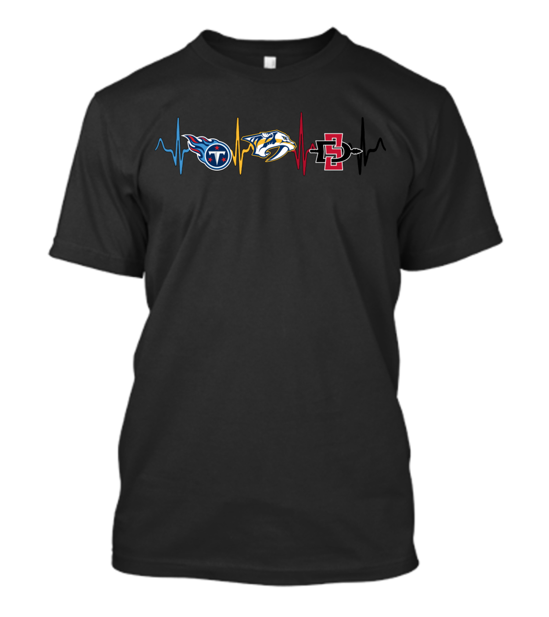 Tennessee Titans Nashville Predators San Diego State Aztecs Heartbeat T-Shirt