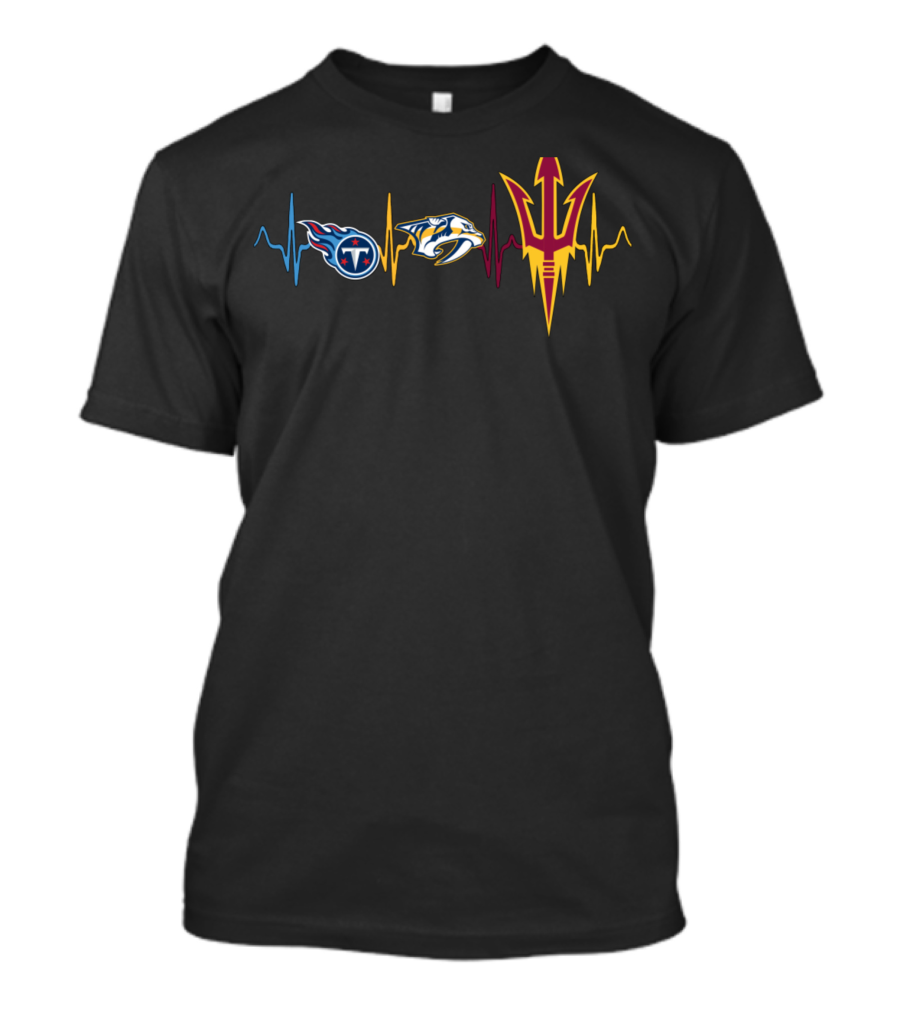 Love Titans Predators State Heartbeat Logos T-Shirt
