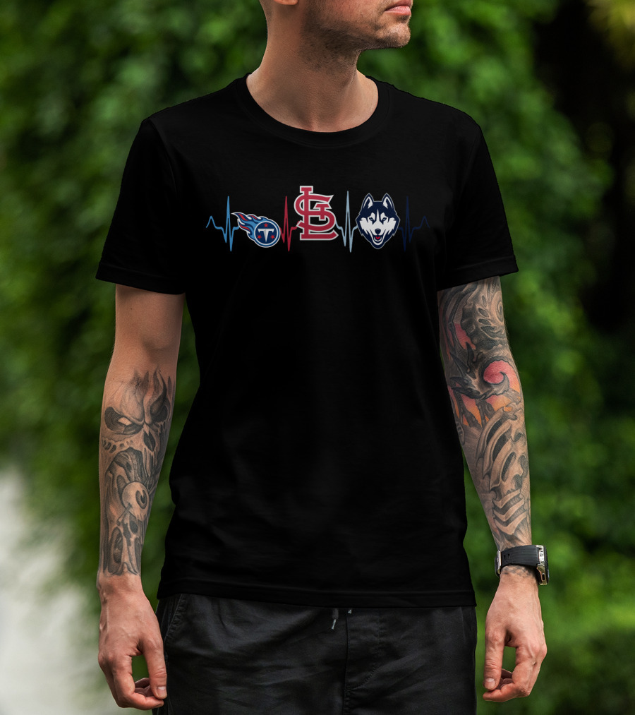 Tennessee Titans St. Louis Cardinals Connecticut Huskies Heartbeat T-Shirt
