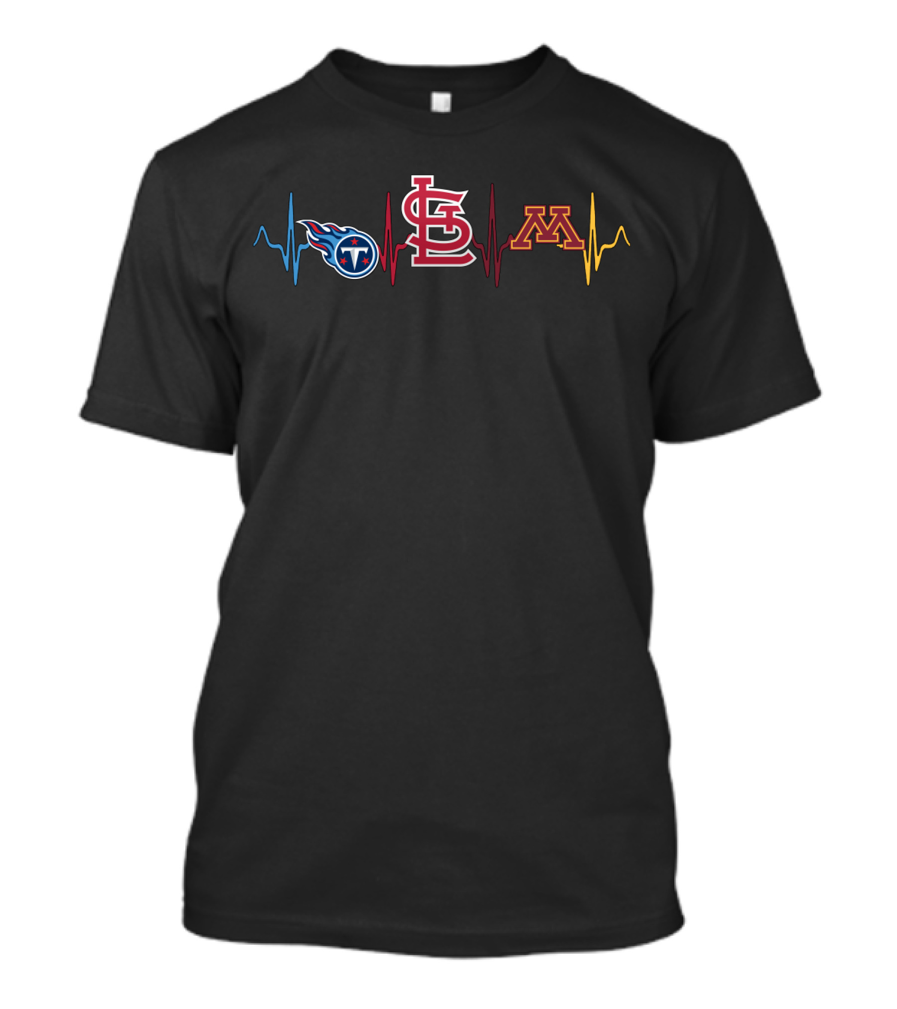 Love Titans St. Louis Cardinals Minnesota Gophers Heartbeat T-Shirt