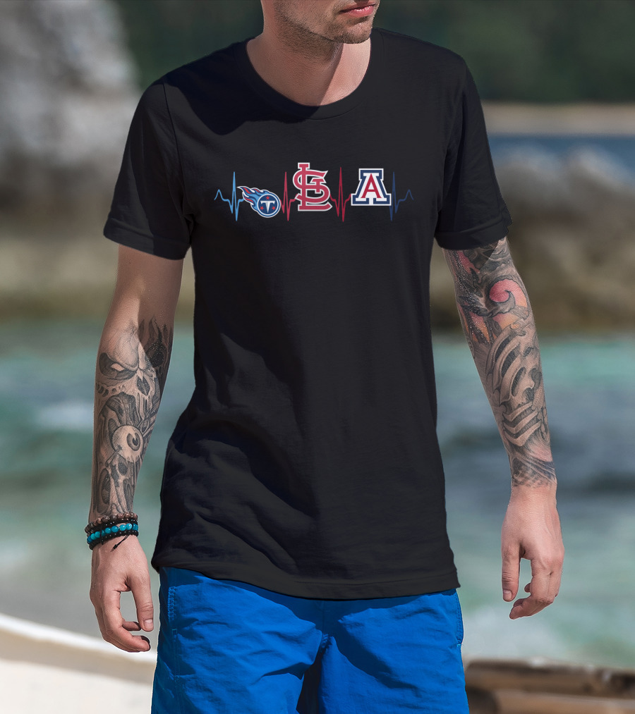 Titans St. Louis Cardinals Arizona Wildcats Heartbeat T-Shirt