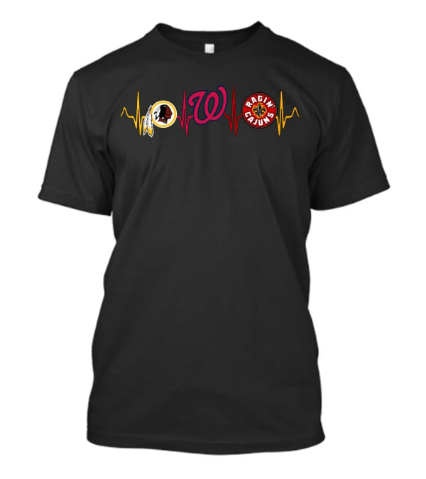 Redskins Nationals Ragin Cajuns Heartbeat T-Shirt