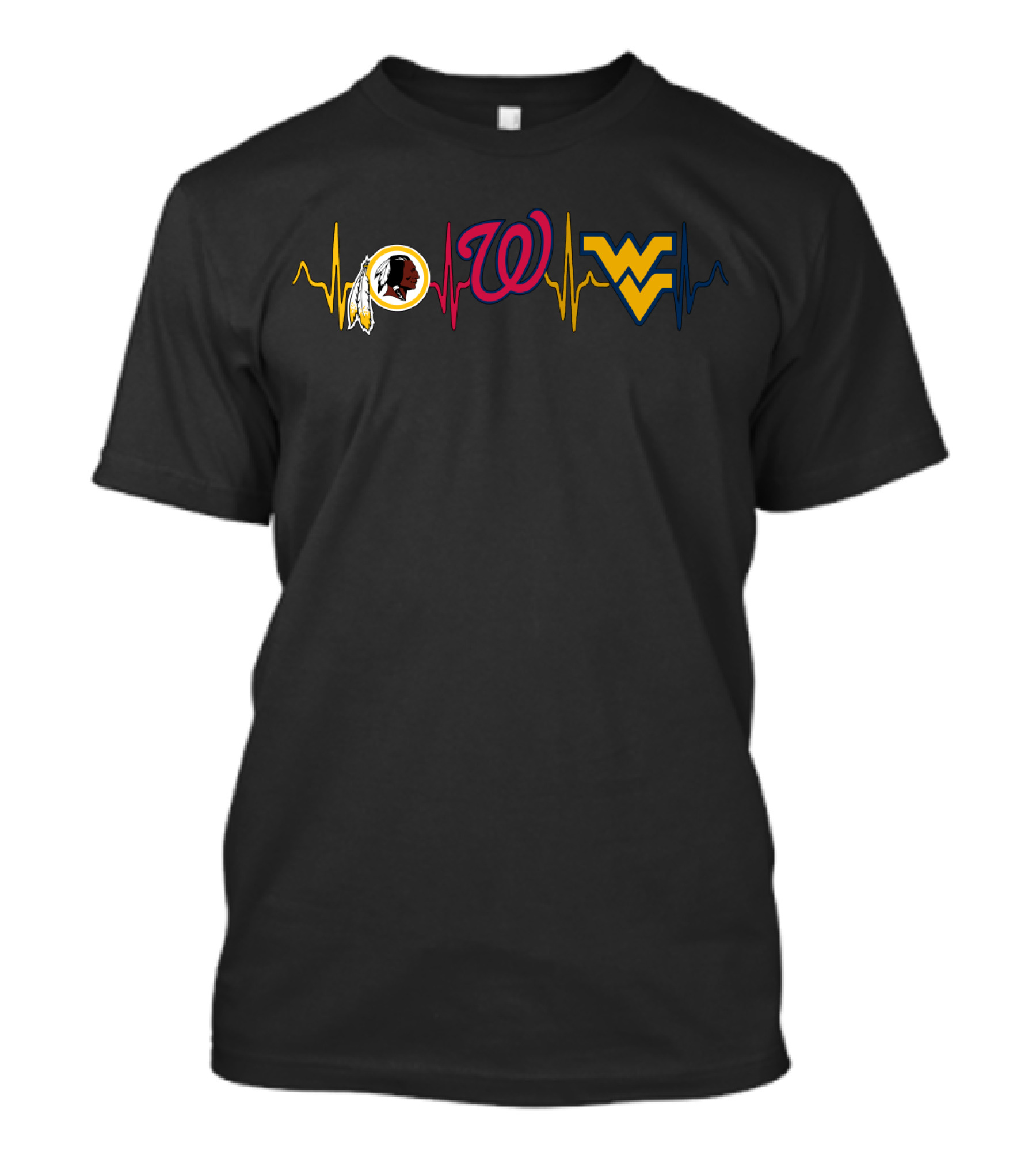 Love Redskins Nationals Wvm Heartbeat Logos T-Shirt