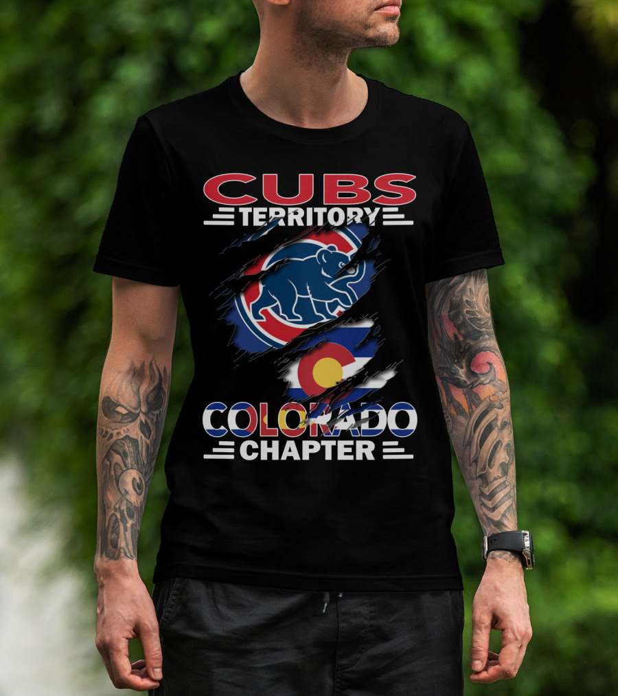 Cubs Territory Colorado Chapter Logo With Bear And Colorado Flag Elements T-Shirt