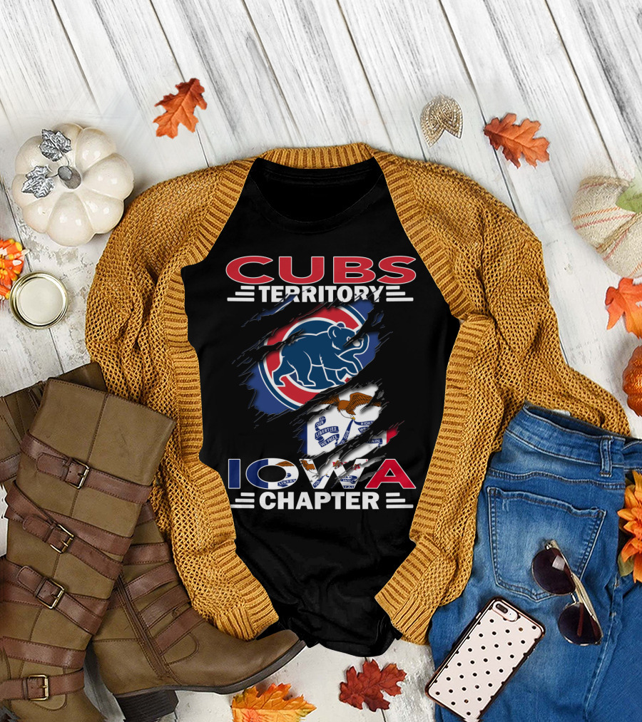 Cubs Territory Iowa Chapter Chicago Cubs Logo Illinois Flag T-Shirt