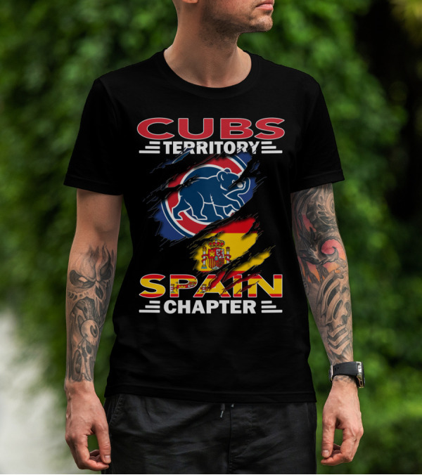 Cubs Territory Spain Chapter Blue Bear Logo Spanish Flag T-Shirt
