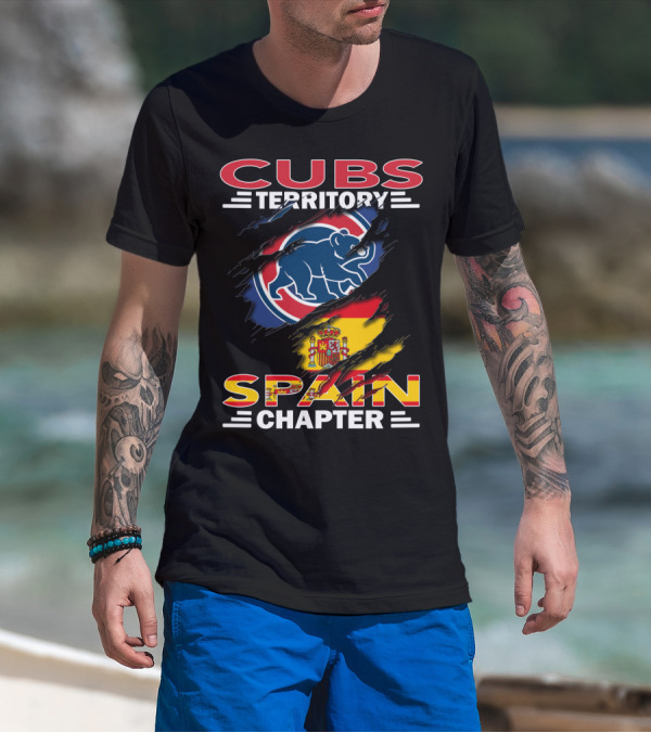 Cubs Territory Spain Chapter Blue Bear Logo Spanish Flag T-Shirt