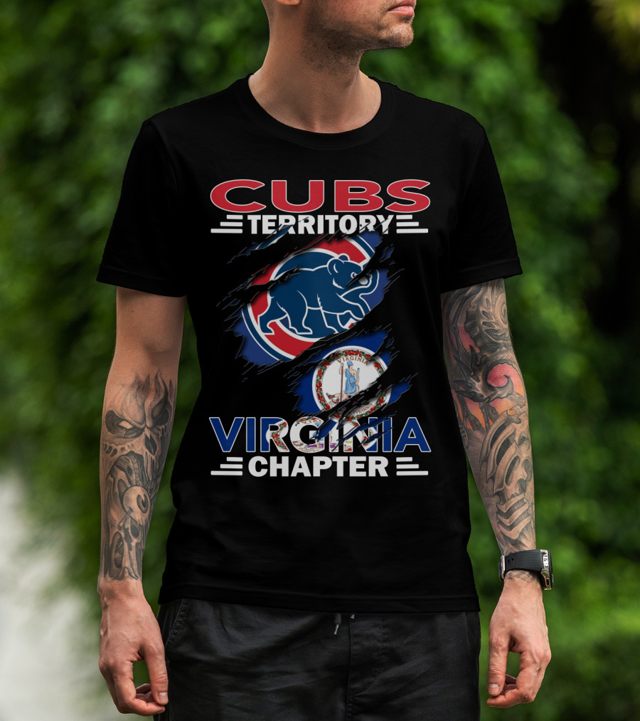 Cubs Territory Virginia Chapter Slash Design With Chicago Cubs Logo And Virginia State Emblem T-Shirt