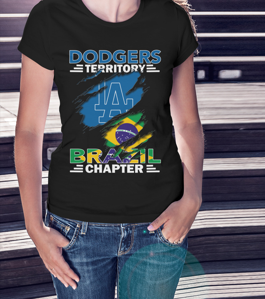 Dodgers Territory La Brazil Chapter Flag Fan T-Shirt