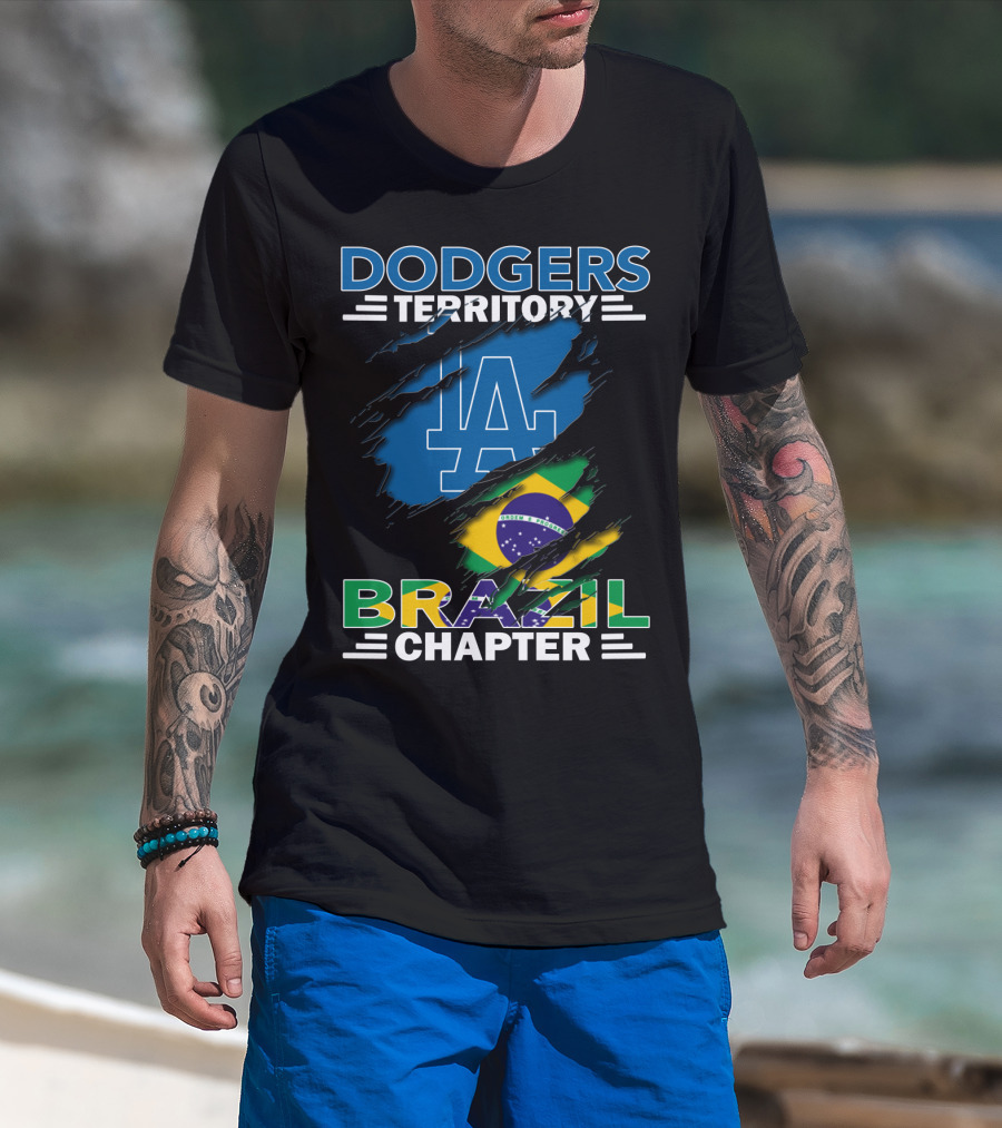 Dodgers Territory La Brazil Chapter Flag Fan T-Shirt