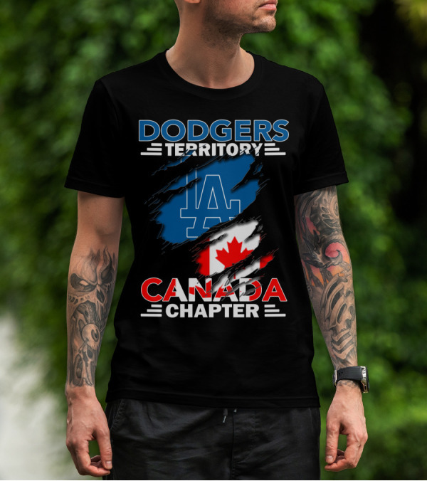 Dodgers Territory LA Logo Canada Chapter With Canadian Flag T-Shirt