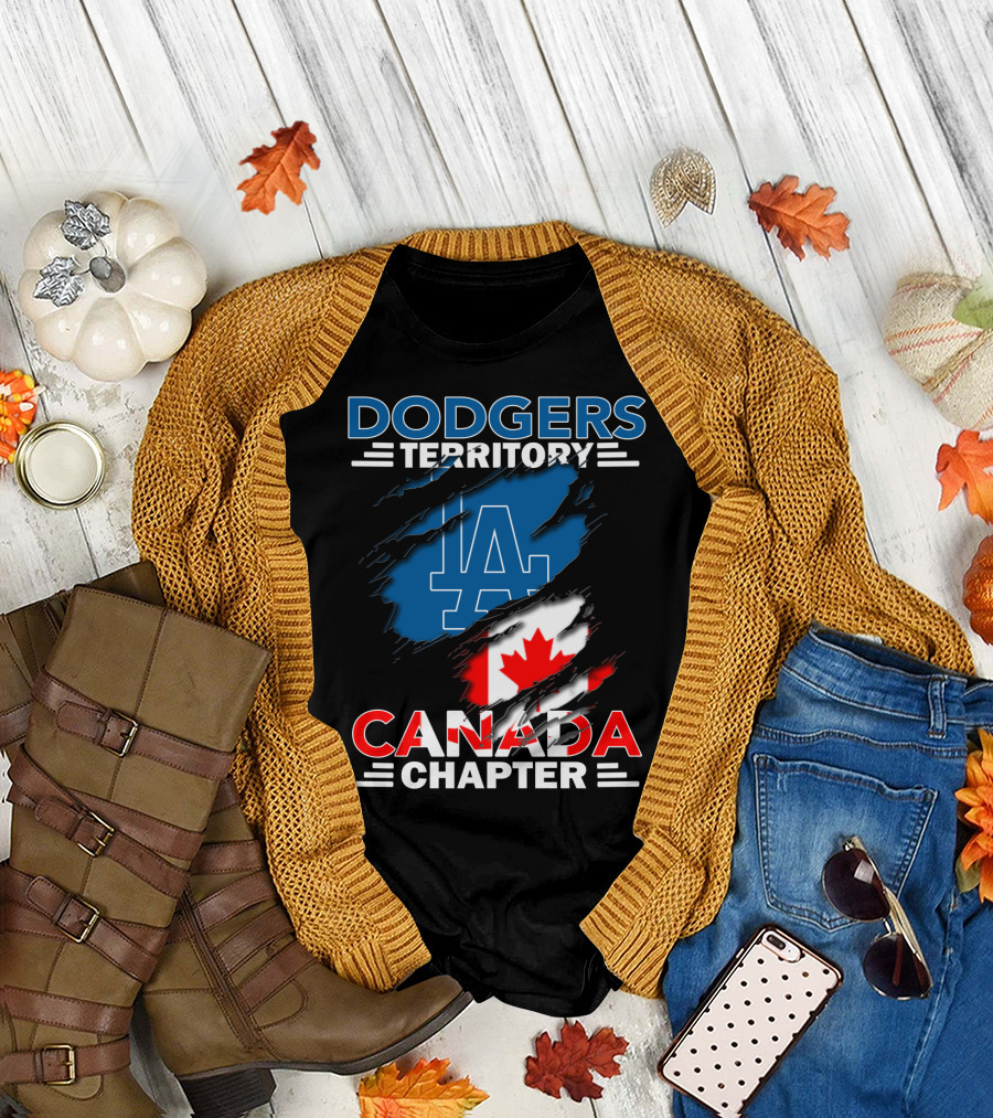 Dodgers Territory LA Logo Canada Chapter with Canadian Flag T-Shirt