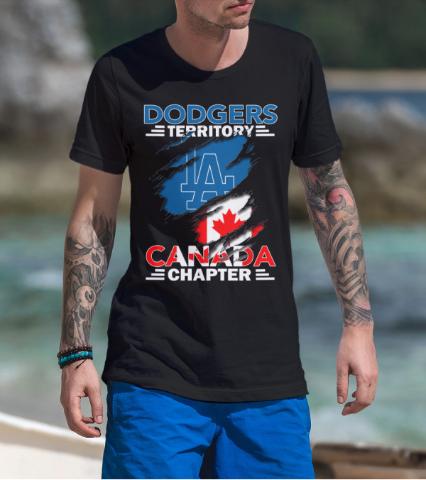 Dodgers Territory LA Logo Canada Chapter With Canadian Flag T-Shirt