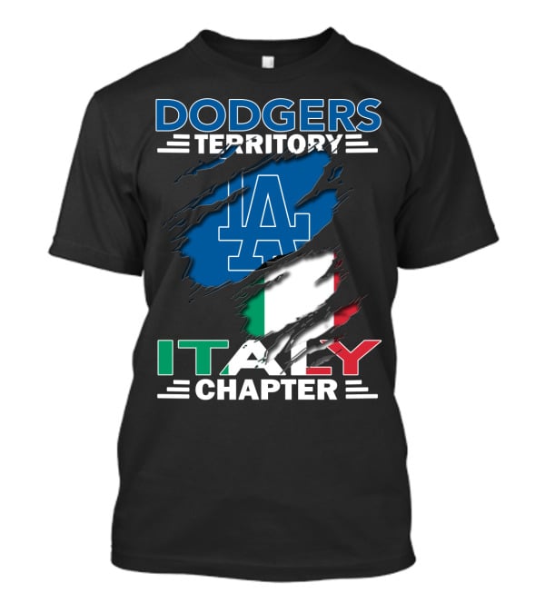 Dodgers Territory Italy Chapter LA Logo Italian Flag T-Shirt
