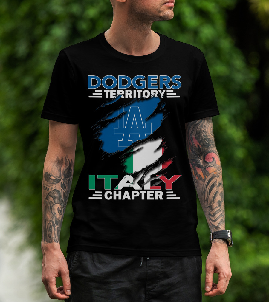Dodgers Territory Italy Chapter LA Logo Italian Flag T-Shirt